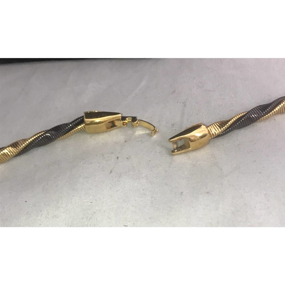 gold-tone & black twisted long stamped / signed Mo - Picture 5 of 10